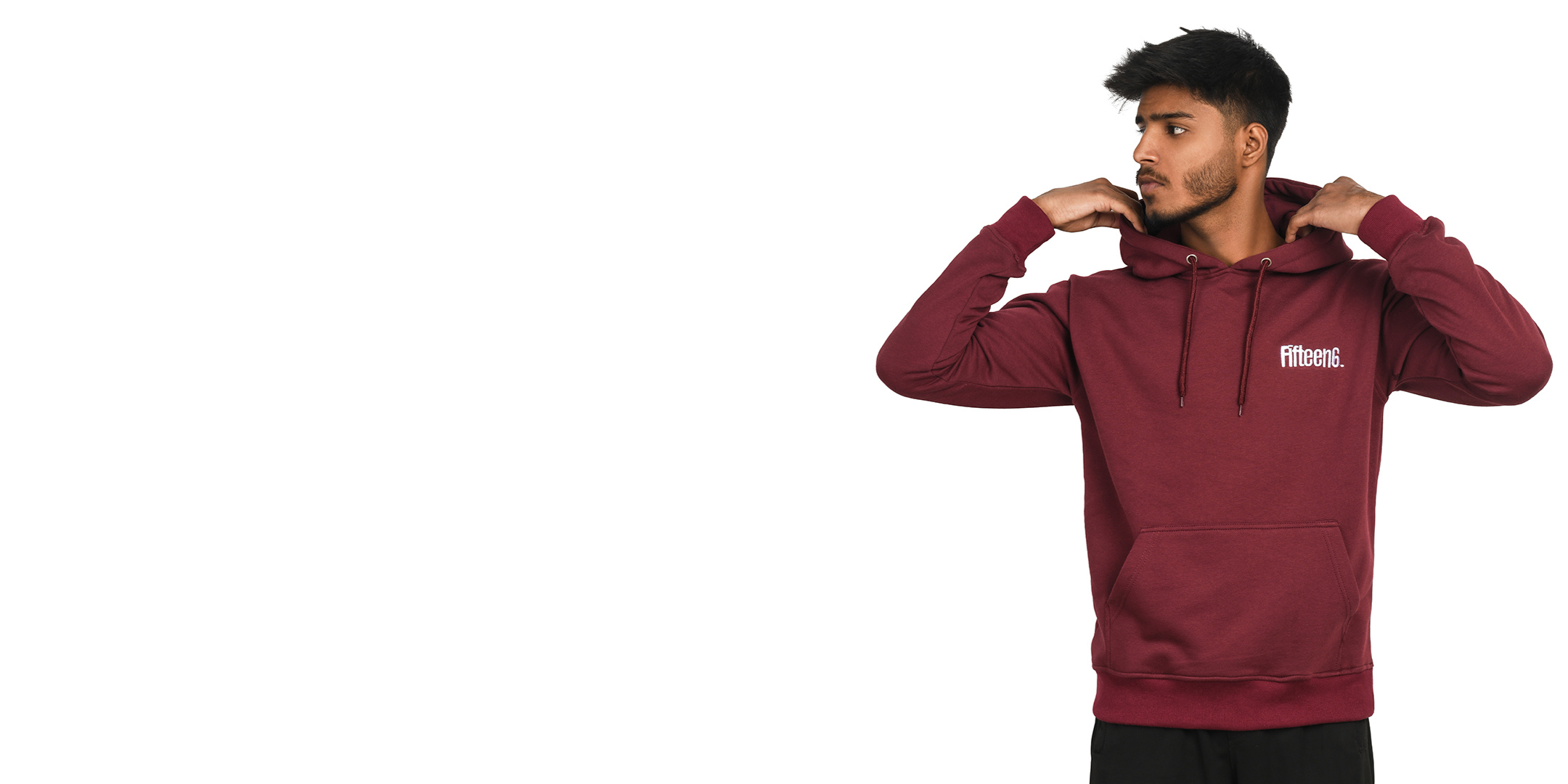 Maroon hoodie by Fifteen6 - Stylish and comfortable apparel for winter fashion, featured in hero section.